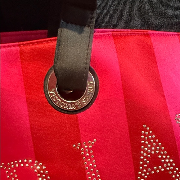 Victoria's Secret Classic Striped Tote with Crystal Logo - Picture 3 of 5